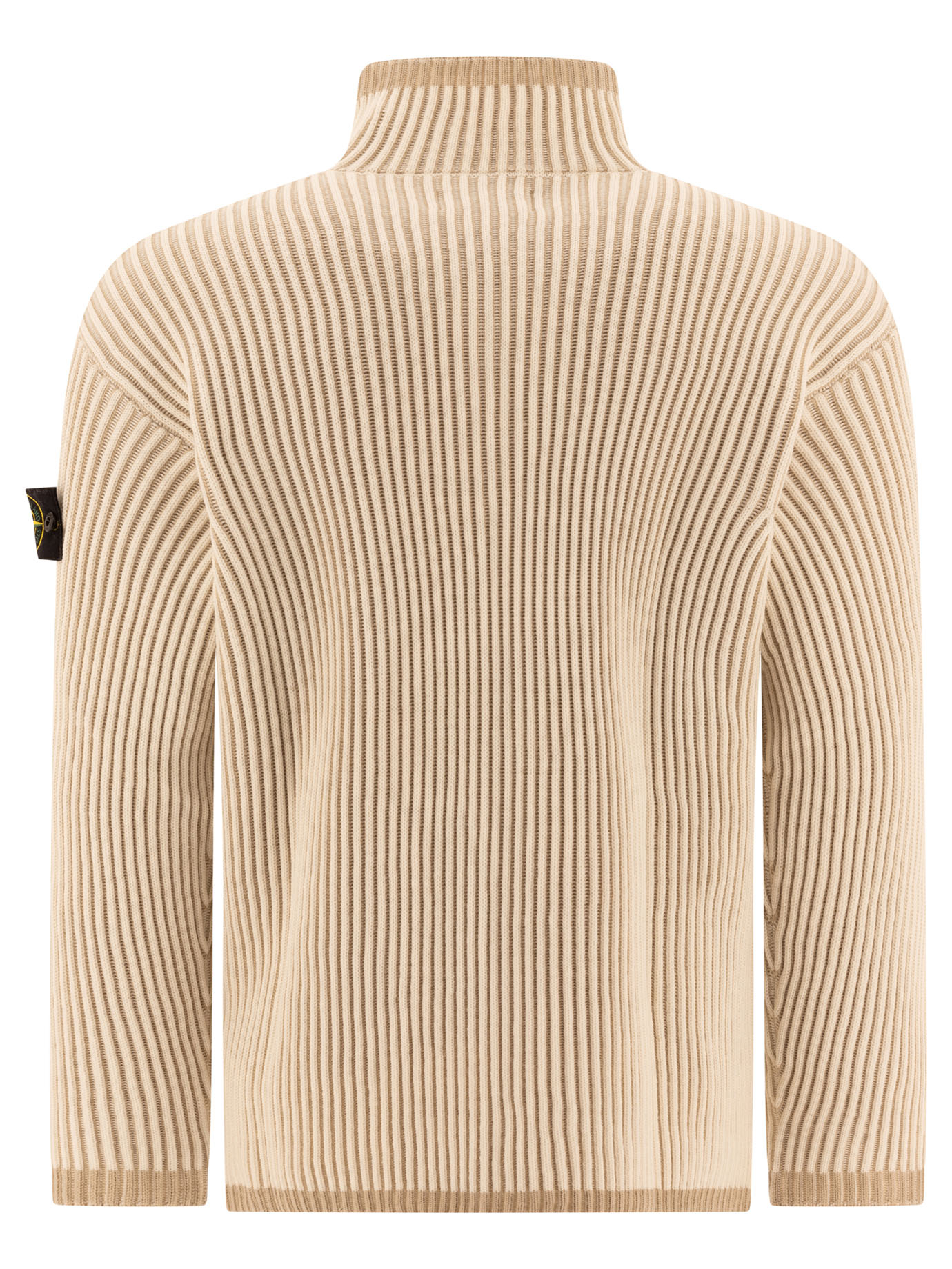 STONE ISLAND Beige Vanisé half-zip sweater